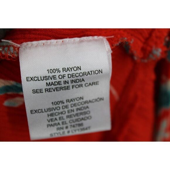 PATRONS OF PEACE RED & BLUE FLORAL MAXI SUN DRESS SIZE LARGE RAYON - Picture 8 of 10